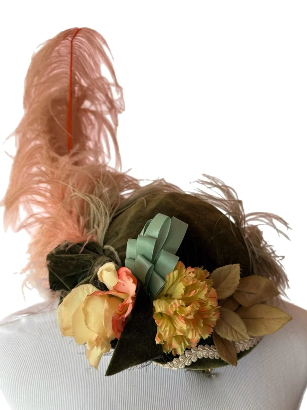 Victorian Hat Chapeau Floral & Feathered - Picture 3 of 5